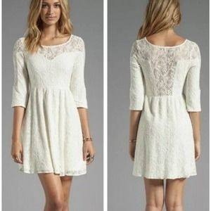 Free People Womens Shake it Up Crochet Lace Cutout Mini Dress Size XS Boho Ivory